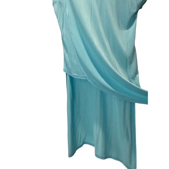 NEW Chico's Short Sleeve Tunic Top Knit Aqua with Tags Size 1 Medium Lightweight - Picture 3 of 5